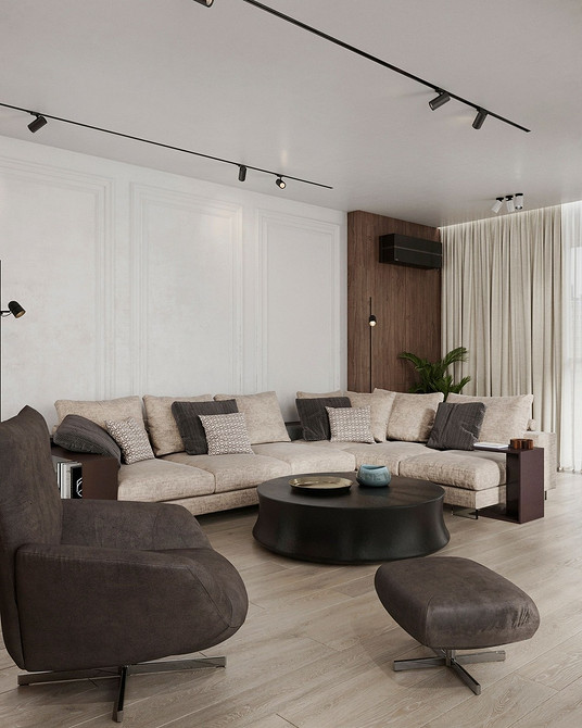 М'який бежевий диван з велюровою оббивкою: комфорт та затишок у вітальні