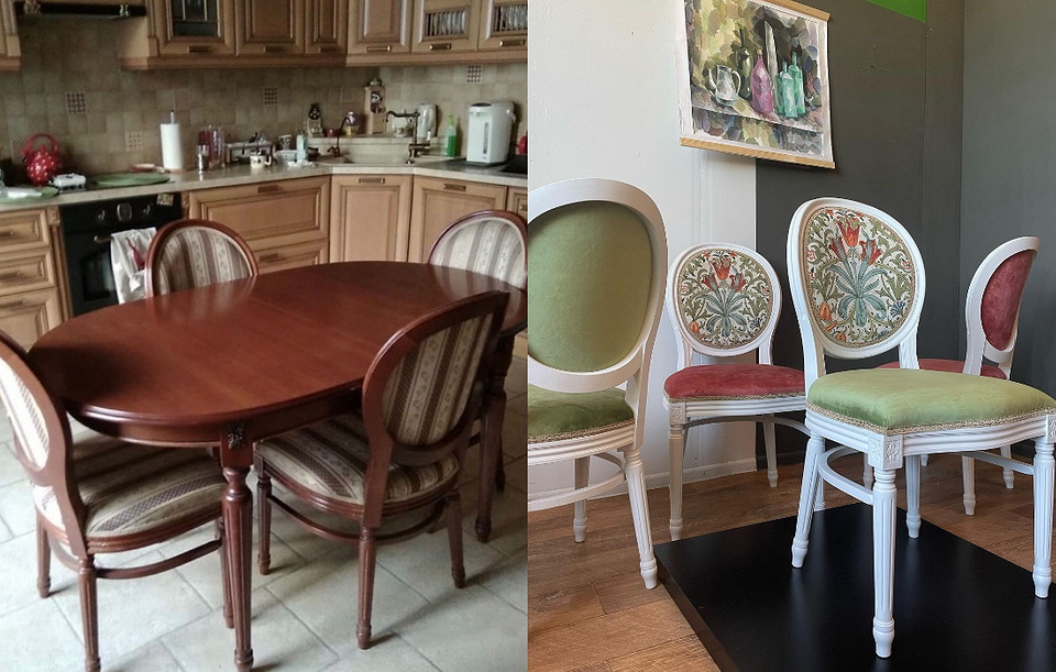 Реставрація старого стільця з м'якою спинкою, декор своїми руками, тренд 2026