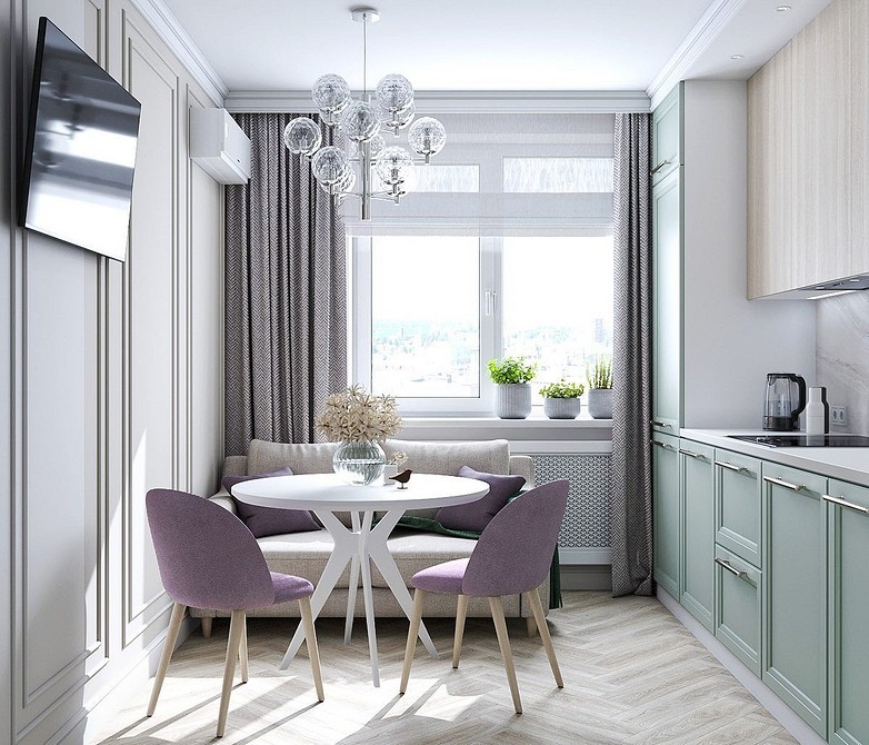 Кутовий кухонний диван з практичною оббивкою, ідеальний для великої родини.