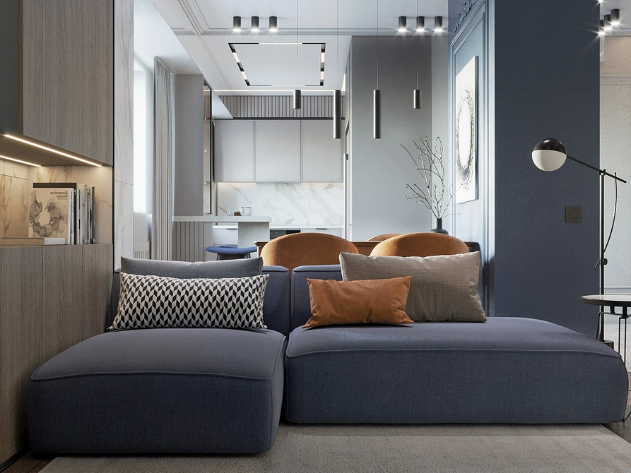 Стильний диван у вітальні: сучасний дизайн м'яких меблів для дому