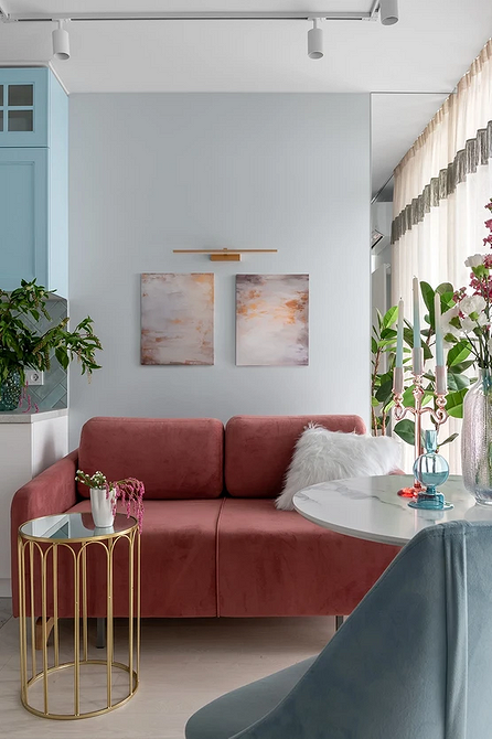 Розкішний темний диван з оксамитовою оббивкою в класичному інтер'єрі