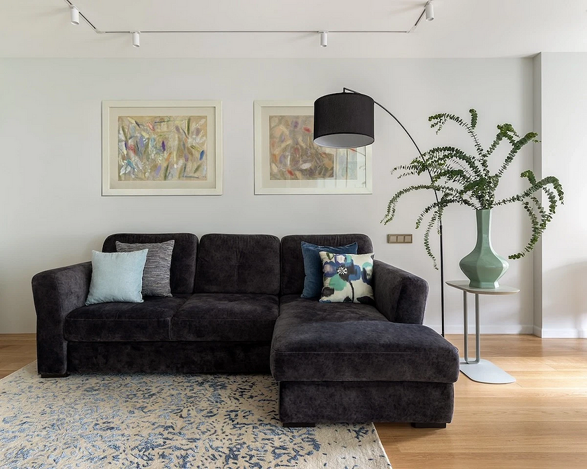 Темний диван з велюровою оббивкою: розкіш та комфорт в одному виробі