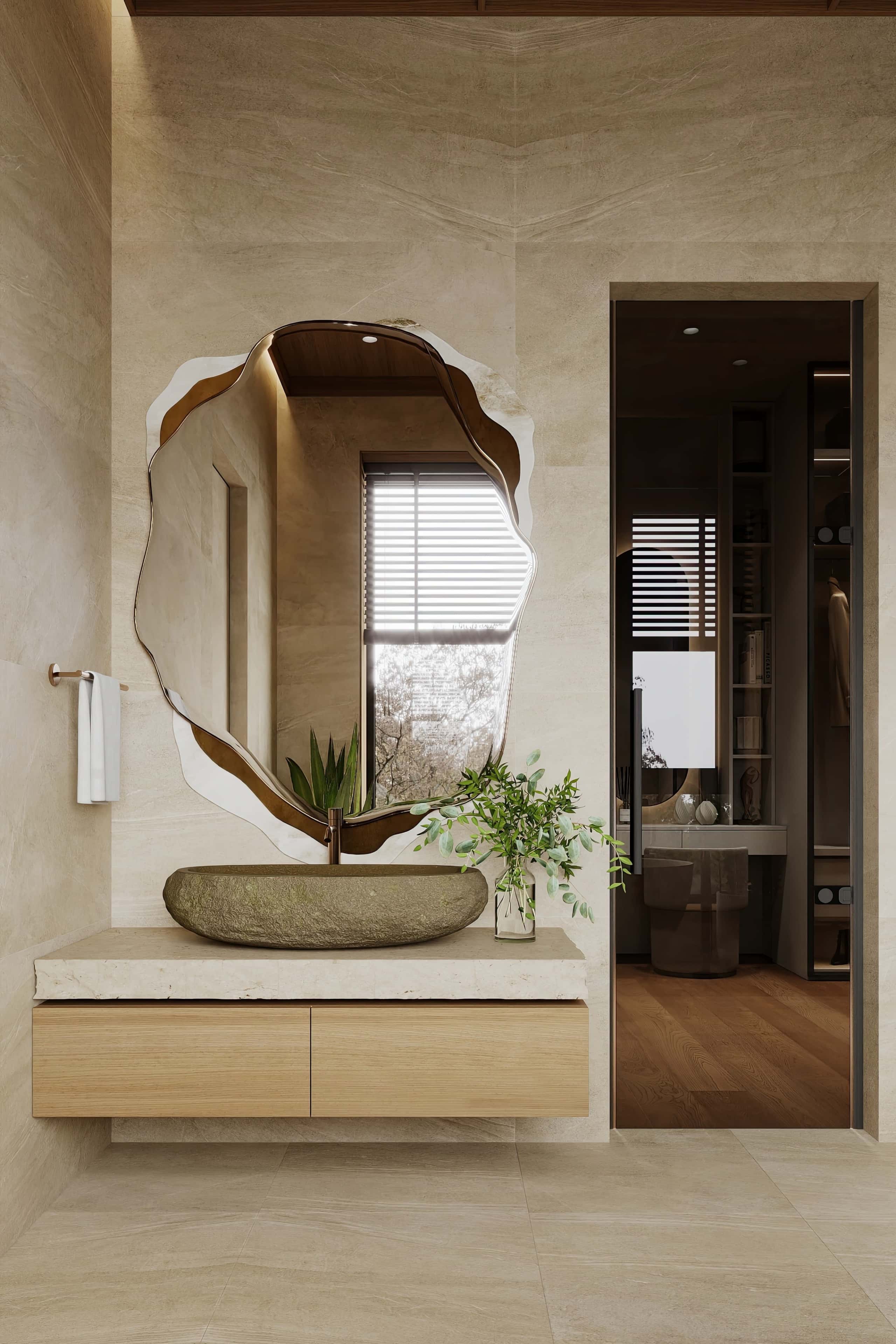 Дизайн будинку з панорамними вікнами, натхненний японським мінімалізмом у вітальні