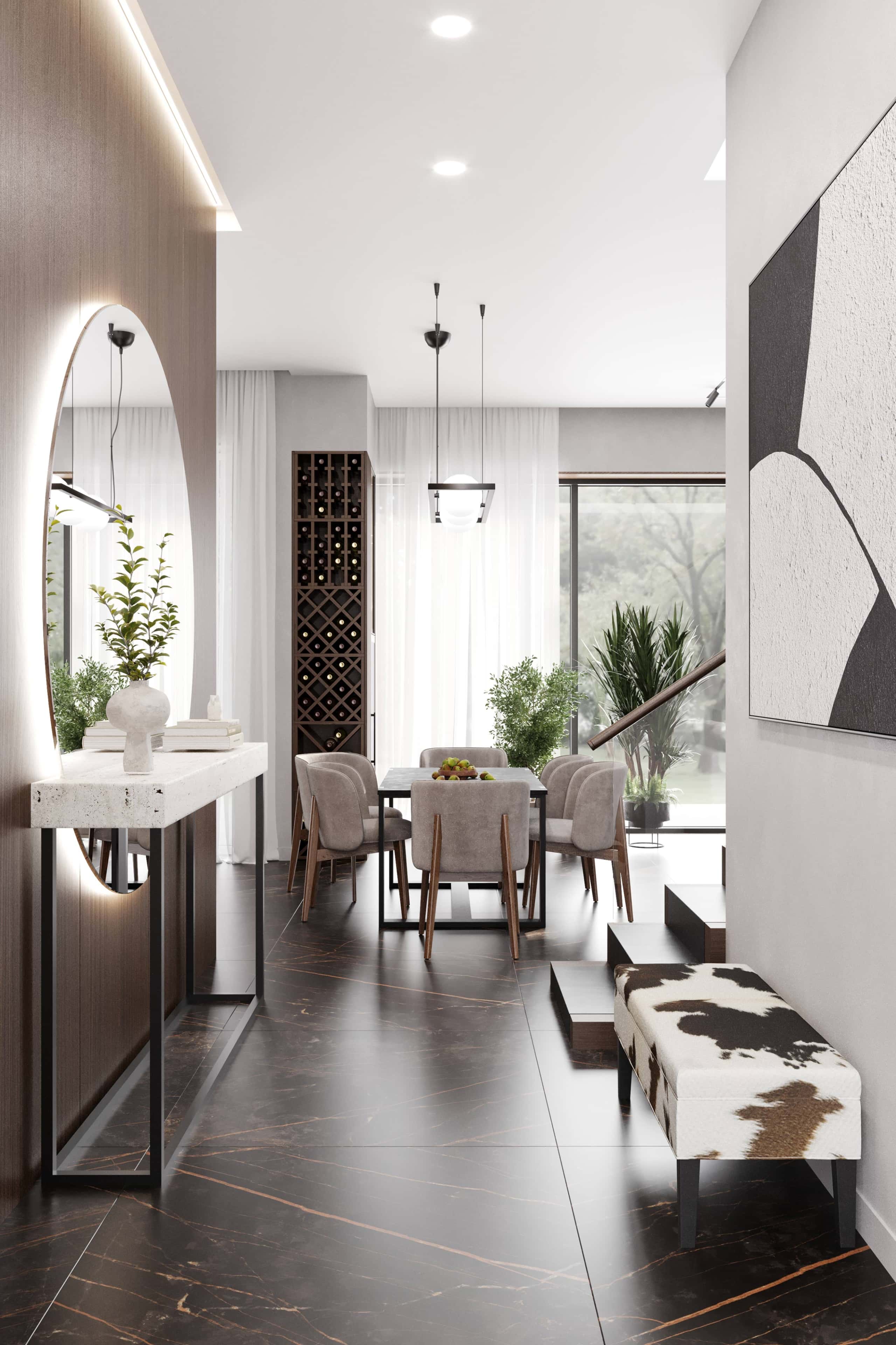 Інтер'єр з панорамними вікнами: ванна кімната з видом на місто, релаксація після дня.