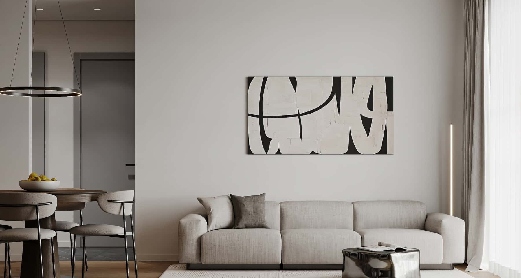 Сучасний екологічний дизайн інтер'єру 2025 з використанням натуральних матеріалів та біоформ.