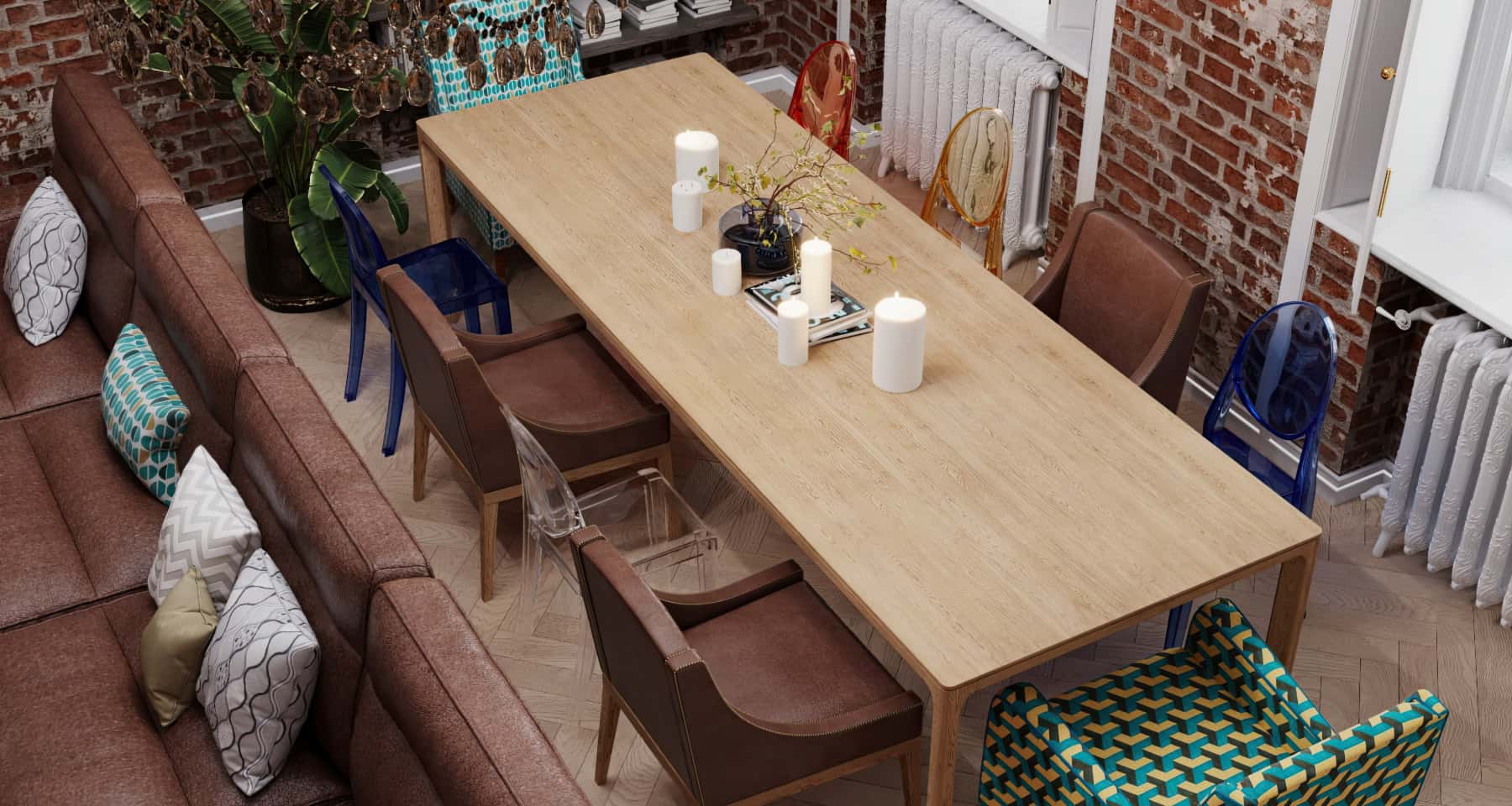 Дизайн інтер'єру, що поєднує мінімалізм та лофт: сучасні меблі, бетонні стіни, сіра гама.