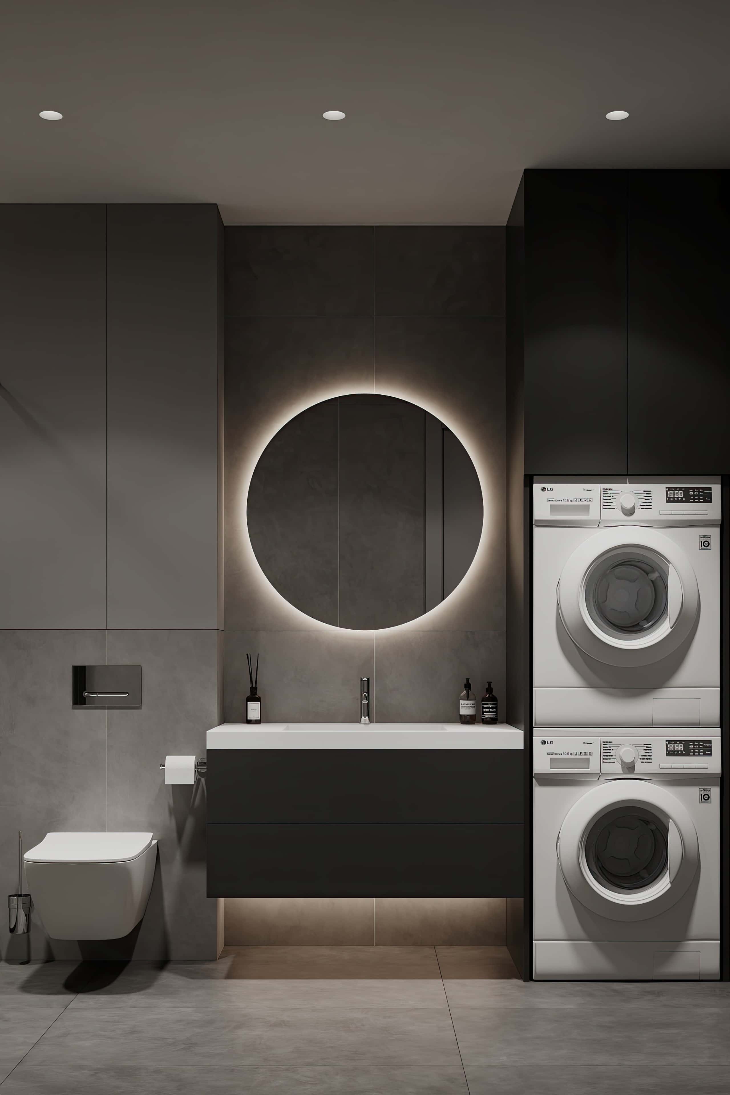 Дизайн інтер'єру 2025: Практичний сучасний простір з мінімалістичними меблями та інтегрованим освітленням.