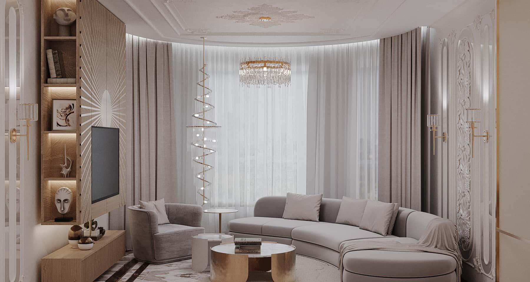 Дизайн інтер'єру преміум заміського будинку: стильна кухня з островом та барними стільцями.