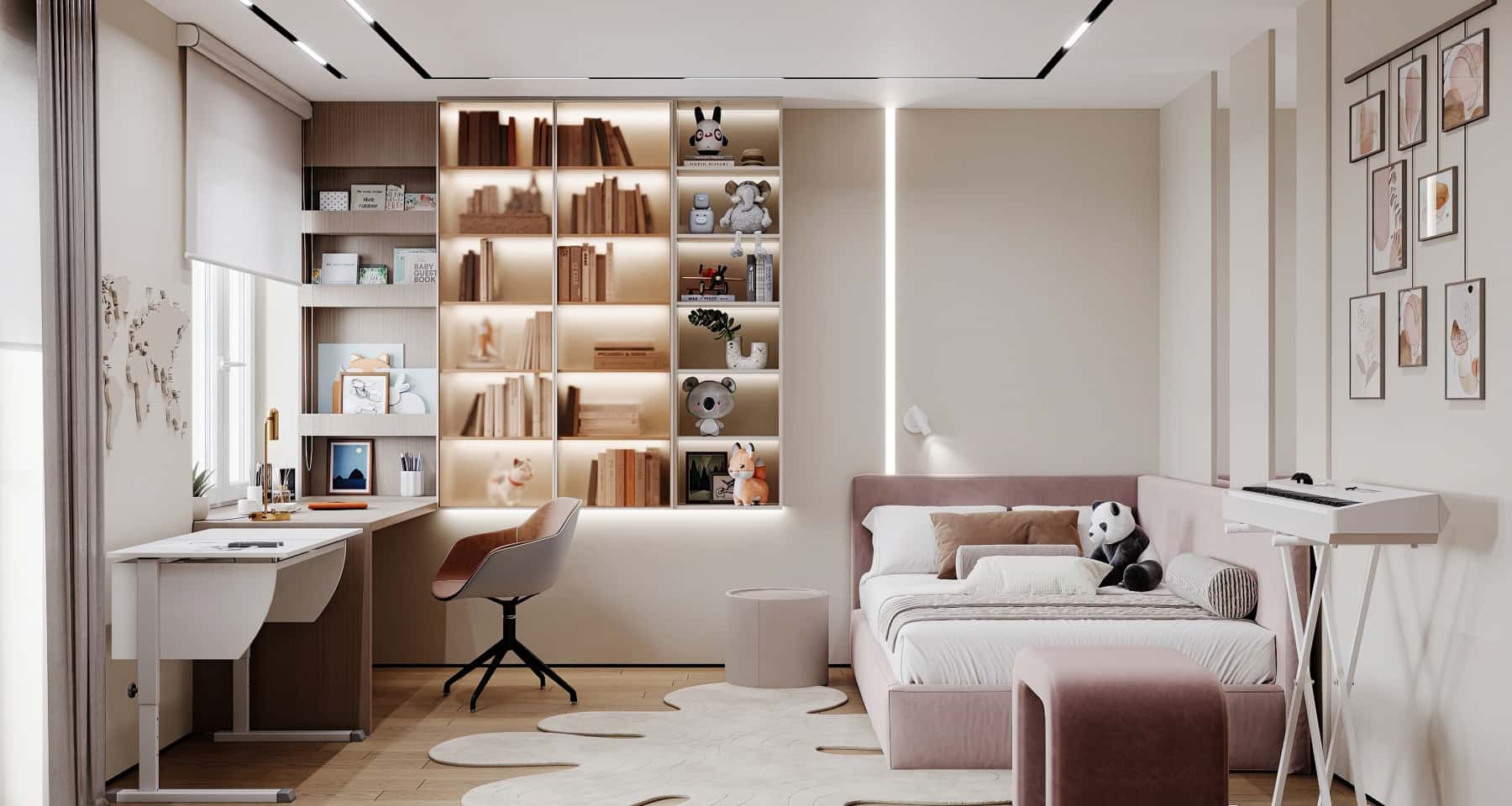 Стильний дизайн трикімнатної квартири з використанням яскравих акцентів та незвичайних декоративних елементів.