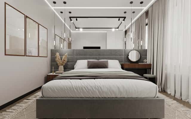 Інтер'єр ванної кімнати в трикімнатній квартирі в сучасному стилі з використанням плитки під дерево