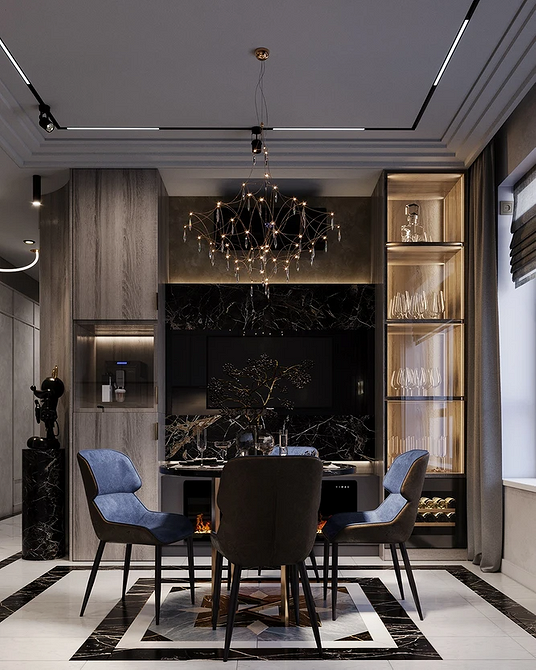 Елегантний кабінет з темними дерев'яними меблями та шкіряним кріслом