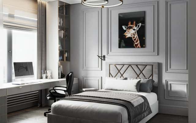 Інтер'єр квартири, поєднаний арт-деко та неокласичний стиль, сучасний дизайн.