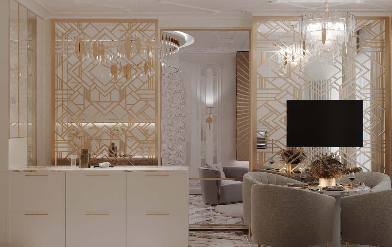 Елітний ремонт квартири: інтер'єр у стилі сучасна класика з елементами декору.