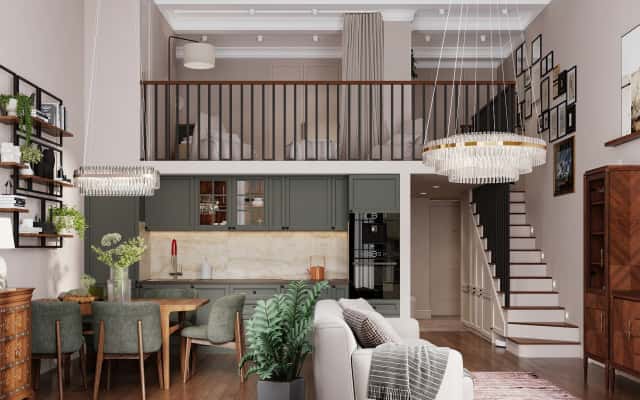 Дизайн квартири 32 м² у сучасному стилі з використанням акцентних кольорів та деталей.