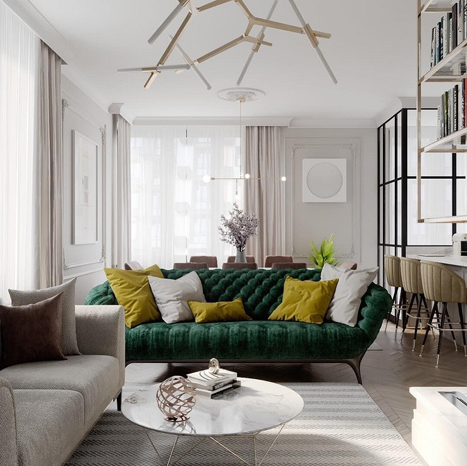 Приклад вдалого використання яскравих меблів для створення затишної атмосфери в кімнаті.