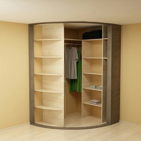 Стильний дизайн спальні з кутовою шафою світлих тонів для затишку