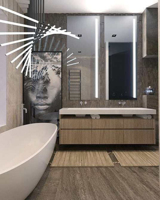 Приклад використання натуральних матеріалів у дизайні ванної кімнати 2026 року.