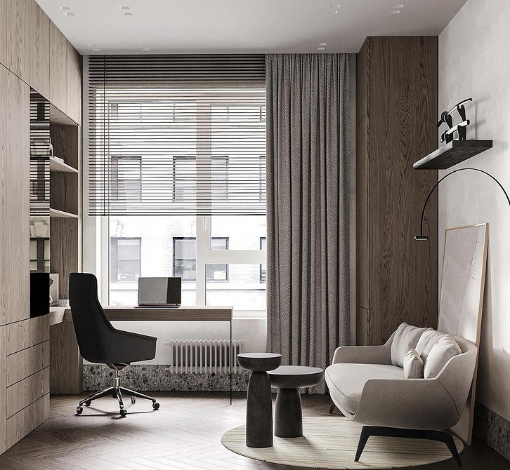 Сучасний диван на ніжках з подушками в інтер'єрі вітальні 2024