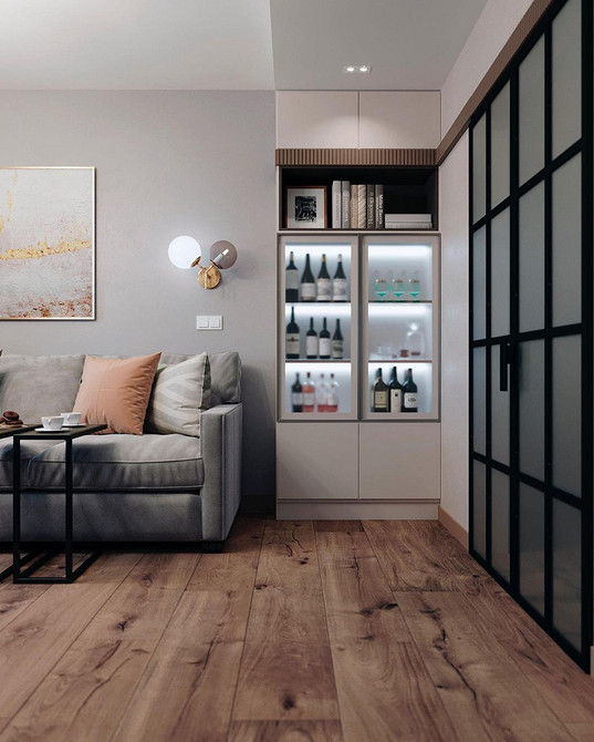 Стильний сервант для вітальні, що поєднує функціональність зберігання з естетикою дизайну.