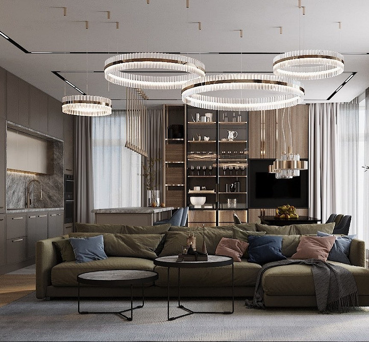 Сучасний сервант у вітальні: стильне рішення для зберігання посуду та декору