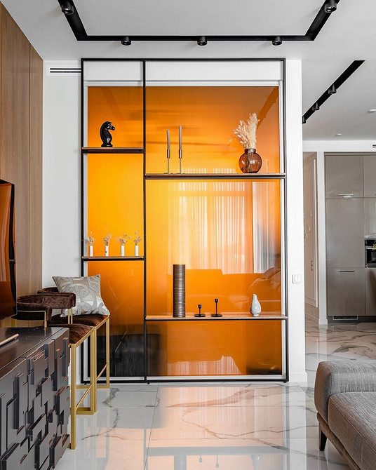 Сервант з вбудованим освітленням для вітальні, сучасний дизайн