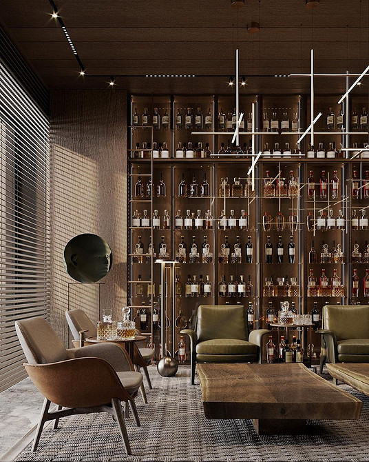 Сервант у темних тонах для сучасної вітальні, що додає глибини та елегантності інтер'єру.