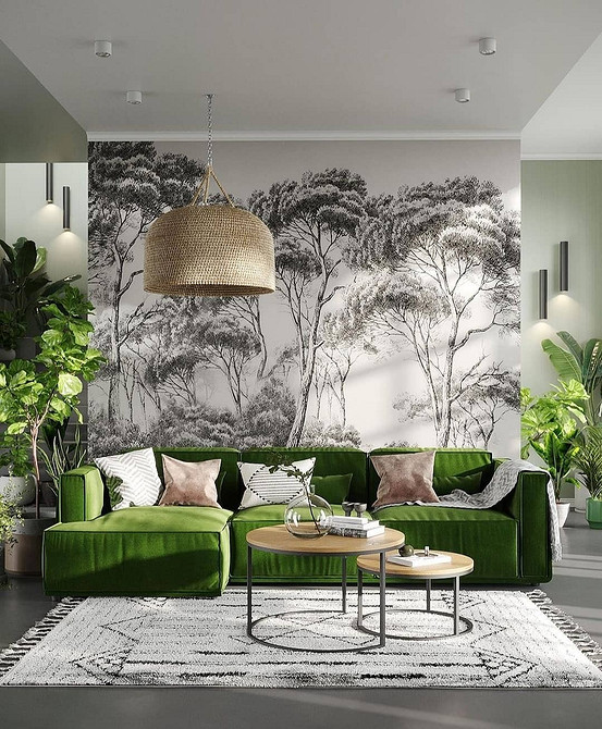 Яскравий диван з велюровою оббивкою для стильної та сучасної вітальні