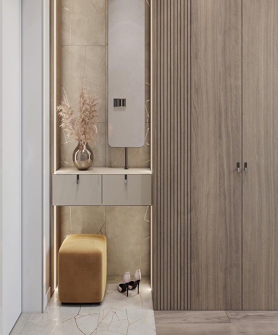 Сучасна шафа в передпокій з розпашними дверцятами для стильного дому.