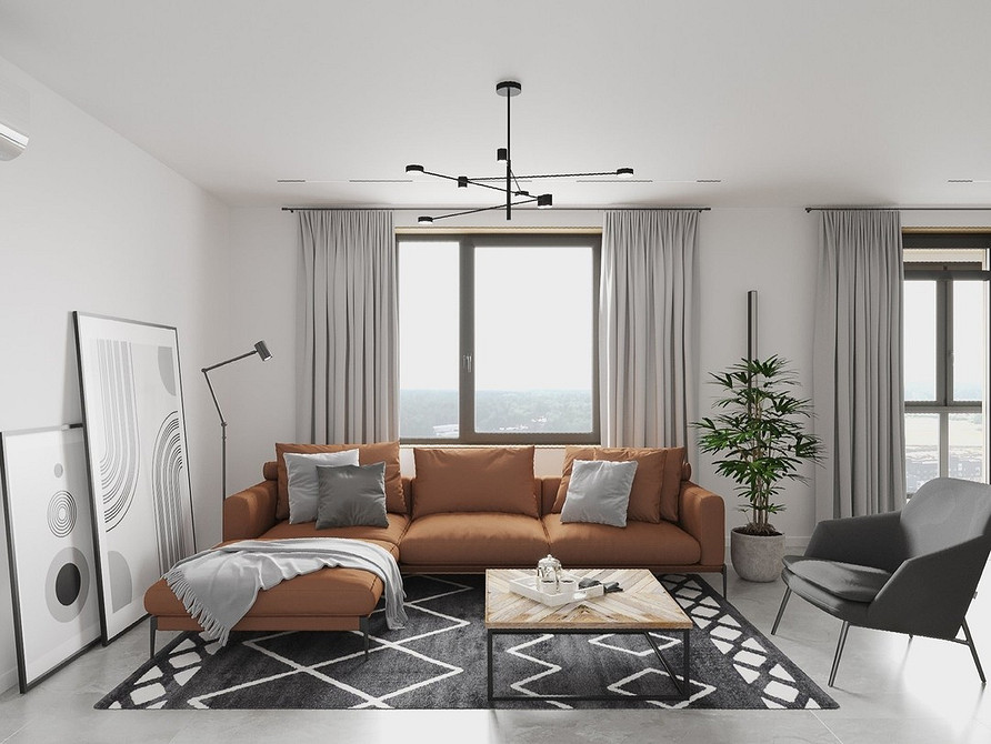 Затишний коричневий диван в інтер'єрі, використання відтінків коричневого для комфорту.