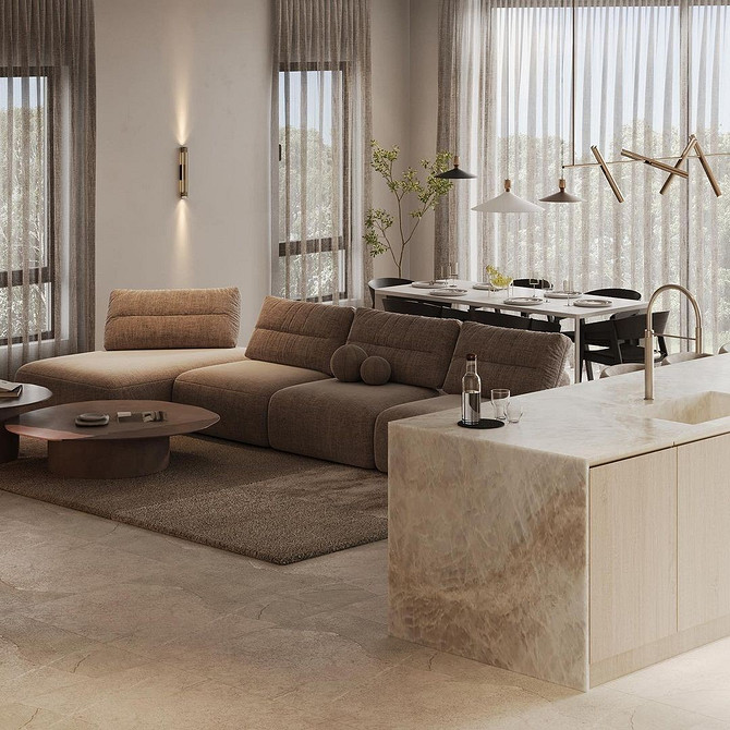 Коричневий диван в інтер'єрі: фото приклади стильних рішень та дизайну вітальні