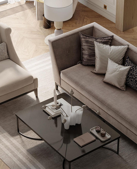 Коричневий диван-ліжко у невеликій вітальні, ідеальний для економії місця.