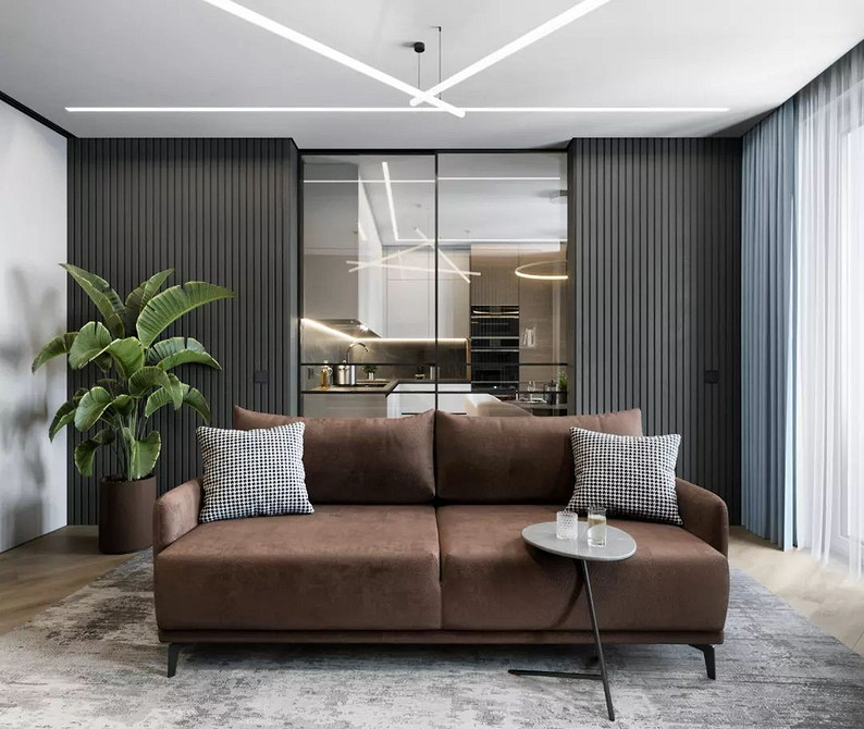 Сучасний інтер'єр з коричневим диваном: дизайн, вибір місця та поєднання з іншими меблями.