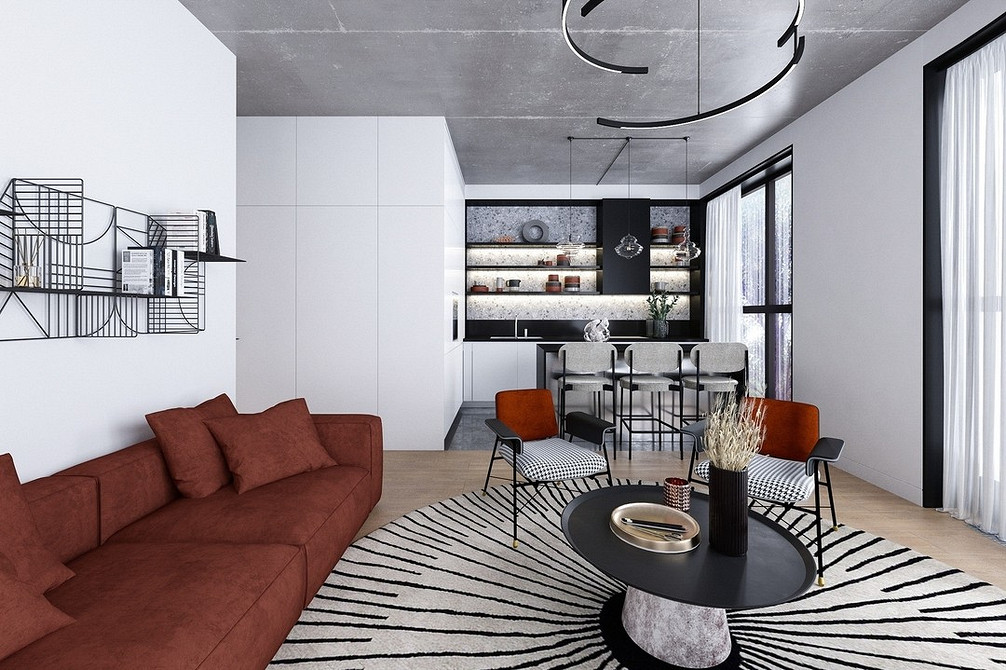 Елегантний коричневий диван: ідеальне рішення для вітальні в коричневих тонах, дизайн інтер'єру.