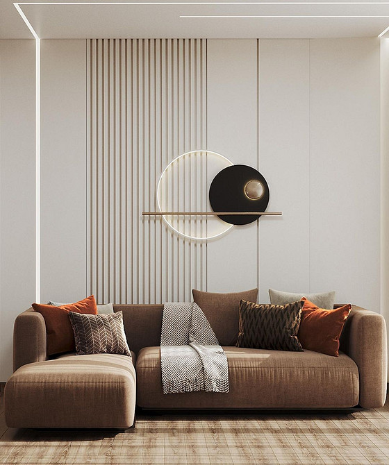 Поєднання кольорів у вітальні з коричневим диваном: найкращі рішення для дизайну