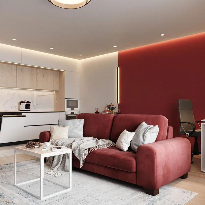 Червоний диван: вибір матеріалу та текстури для гармонійного інтер'єру