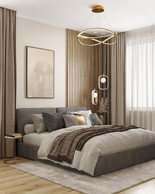 Сучасне ліжко з м'яким узголів'ям: дизайн, оббивка з меблевого текстилю, наповнювач