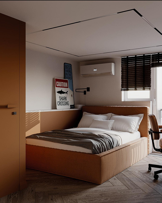 Ліжко з м'яким узголів'ям та нішами для зберігання, практичні рішення для спальні