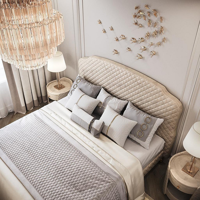 М'яка спинка ліжка з велюровою оббивкою: затишок та стиль у спальні.