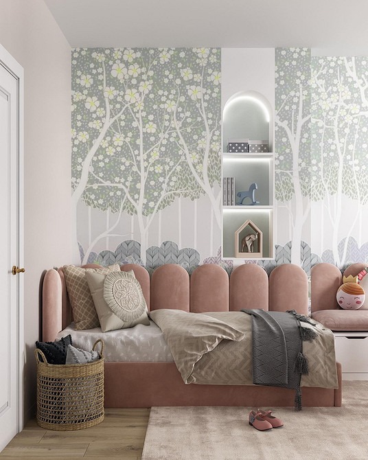 М'яке ліжко з елегантним узголів'ям у дизайні гостьової кімнати