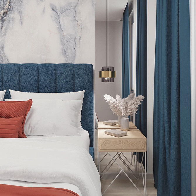 Ліжко з м'якою спинкою з ромбовидною стяжкою: елегантний дизайн для спальні.