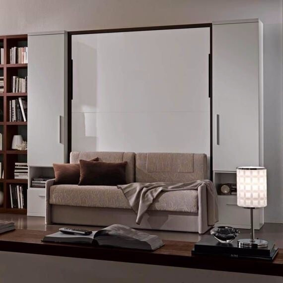 Функціональне ліжко-трансформер, вбудоване в шафу, оптимальний варіант для невеликої квартири, ергономіка.