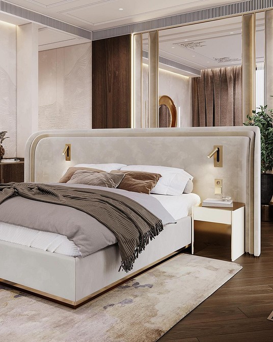 Дизайн спальні 2025: ліжко з натурального дерева в стилі мінімалізм.