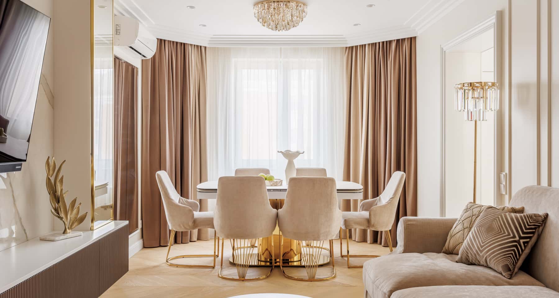 Сучасний ремонт квартири з елегантним дизайном інтер'єру та продуманим освітленням, приклади ремонтів.