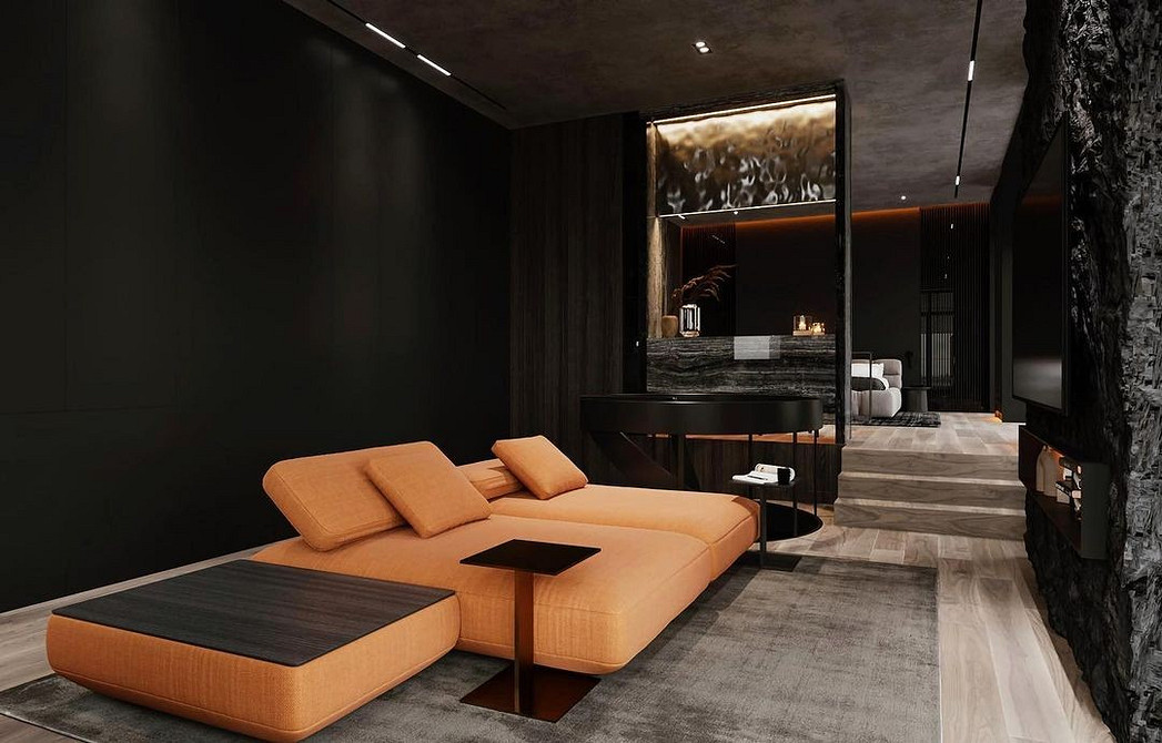 Модульний диван з дерев'яними елементами: природність та екологічність у домі