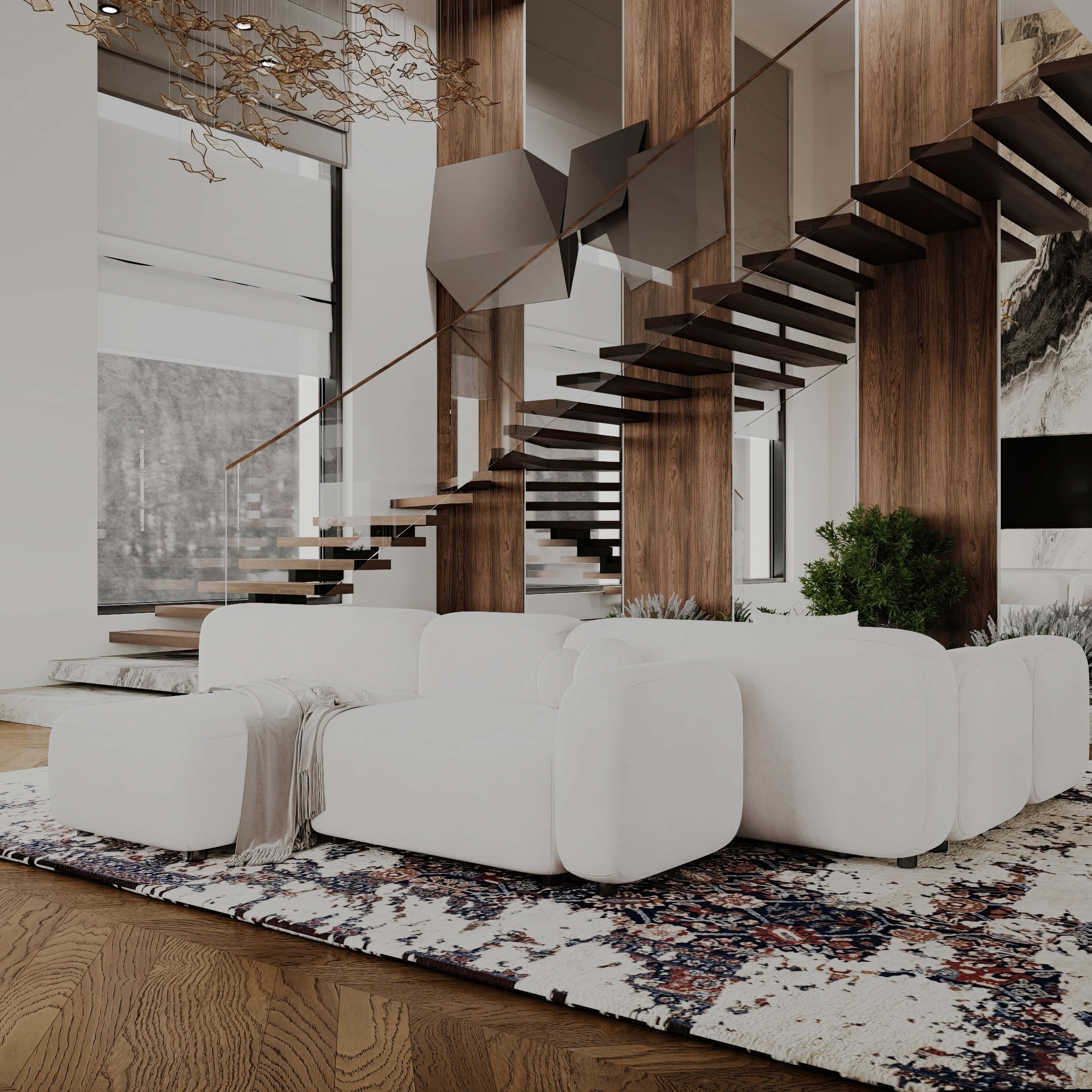 Інтер'єр сучасного будинку: елегантний мінімалізм з акцентом на зручність та комфорт.