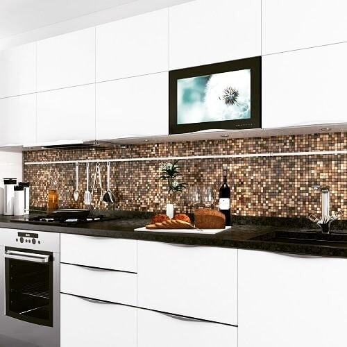 Ніша для телевізора з акцентною стіною з декоративної штукатурки