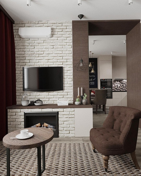 Елегантна ніша для телевізора з полицями для книг та декору