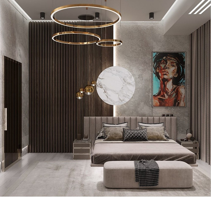 Компактна спальня з парячим ліжком, ергономічне рішення для невеликих приміщень.