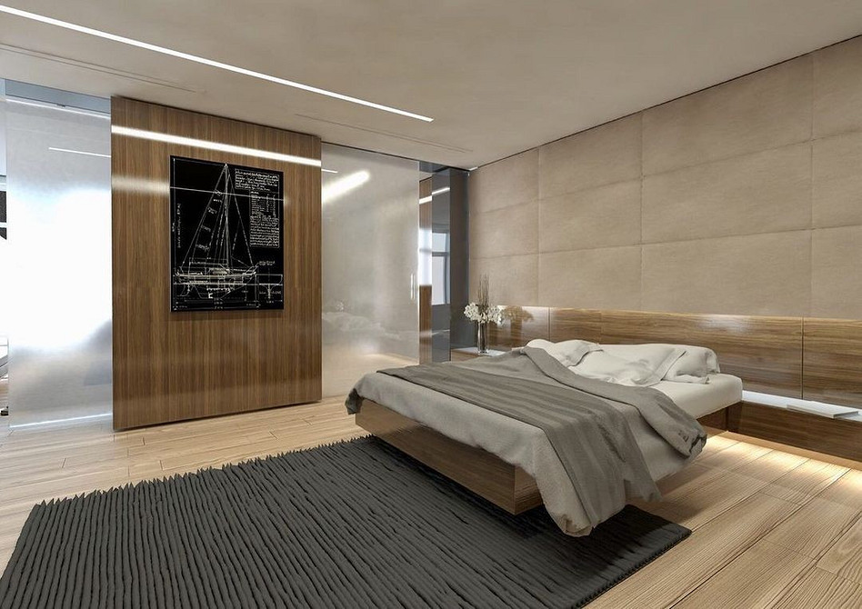 Інноваційний дизайн спальні з підвісним ліжком, що забезпечує комфорт та естетичну привабливість.