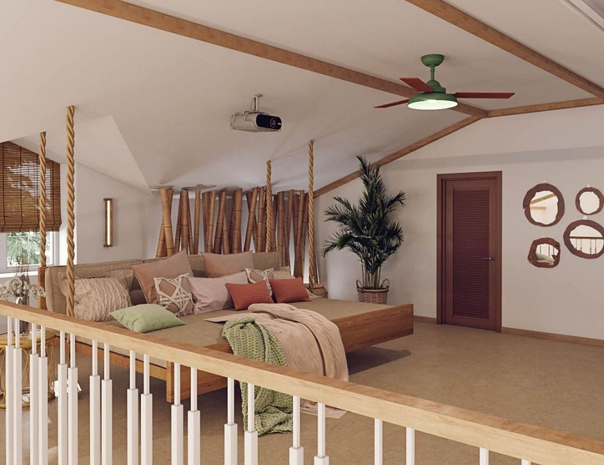 Інноваційне ліжко, що літає, з регульованою підсвіткою в сучасній спальні